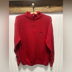 Chaps Men's Red Half-Zip Sweater Sz L preppy holiday classic professor dad